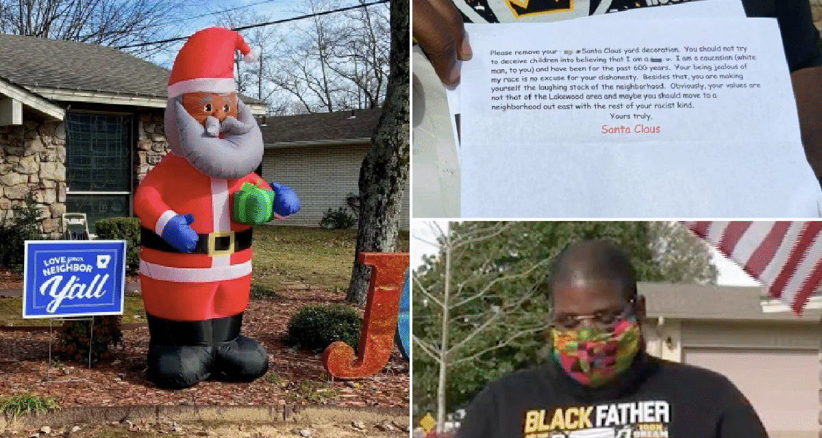 Έλαβαν ρατσιστικό γράμμα, επειδή έβαλαν μαύρο Άγιο Βασίλη στην αυλή τους