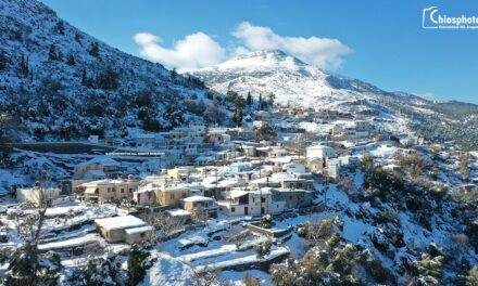 Μαγικές εικόνες: Η χιονισμένη Χίος… από ψηλά (video)