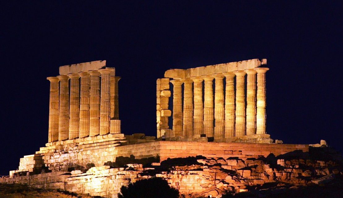 Νέος φωτισμός ανάδειξης του Ναού του Ποσειδώνα στο Σούνιο
